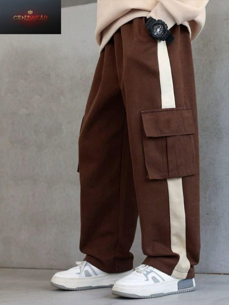 Cargo+ Brown Striped Baggy Trousers