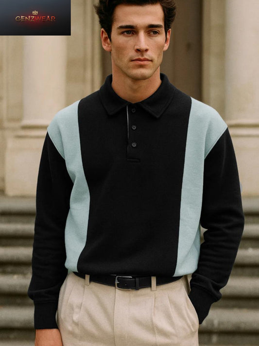 GENZWEAR Vintage-Inspired Color Block Polo – Old Money Aesthetic