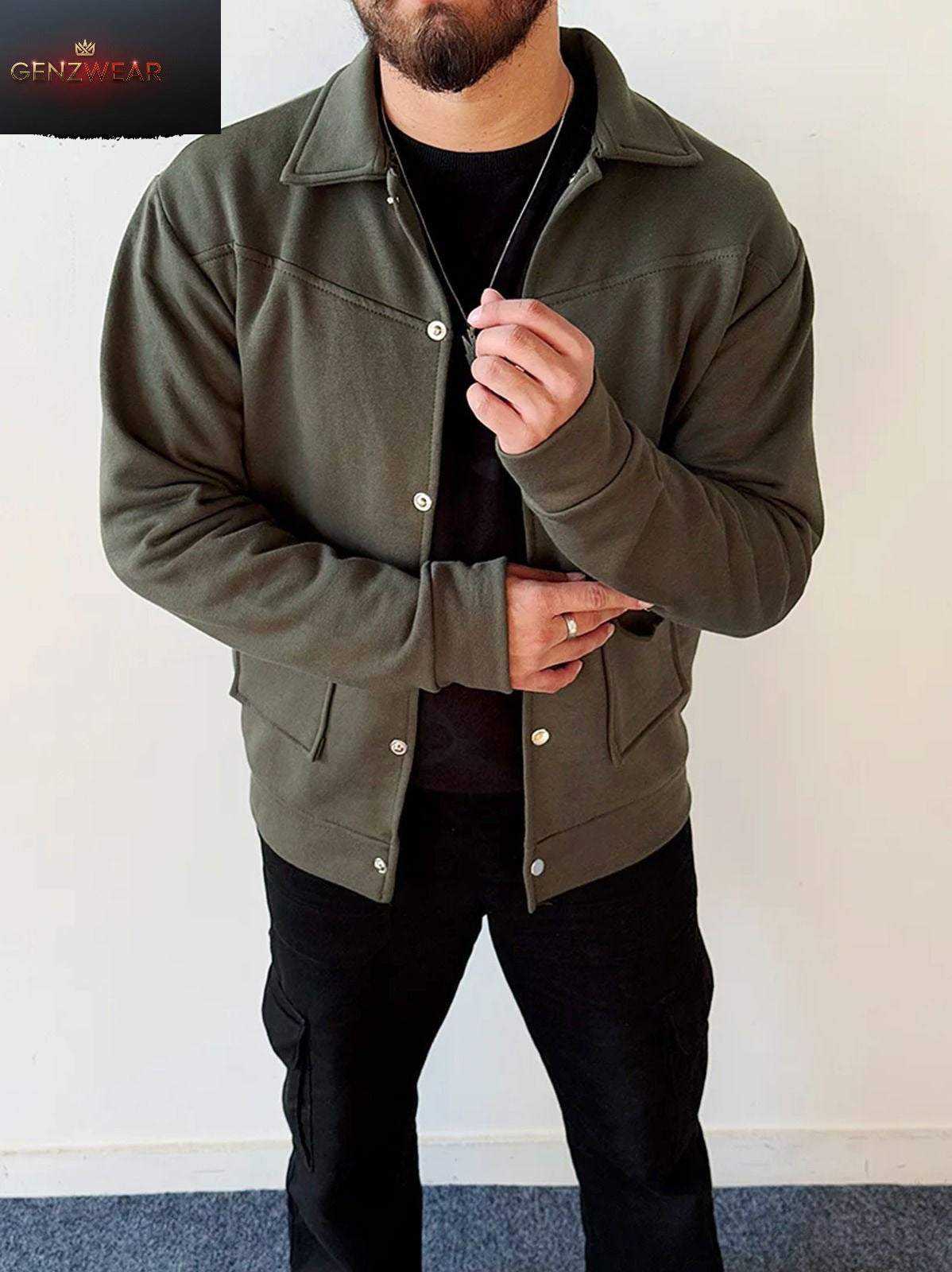 Classic Black Streetwear Snap-Button Jacket – Minimalist Urban Style for Men