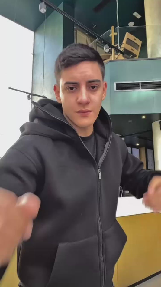 Men’s Techwear Full-Zip Hoodie with Built-In Mask – Streetwear Edition